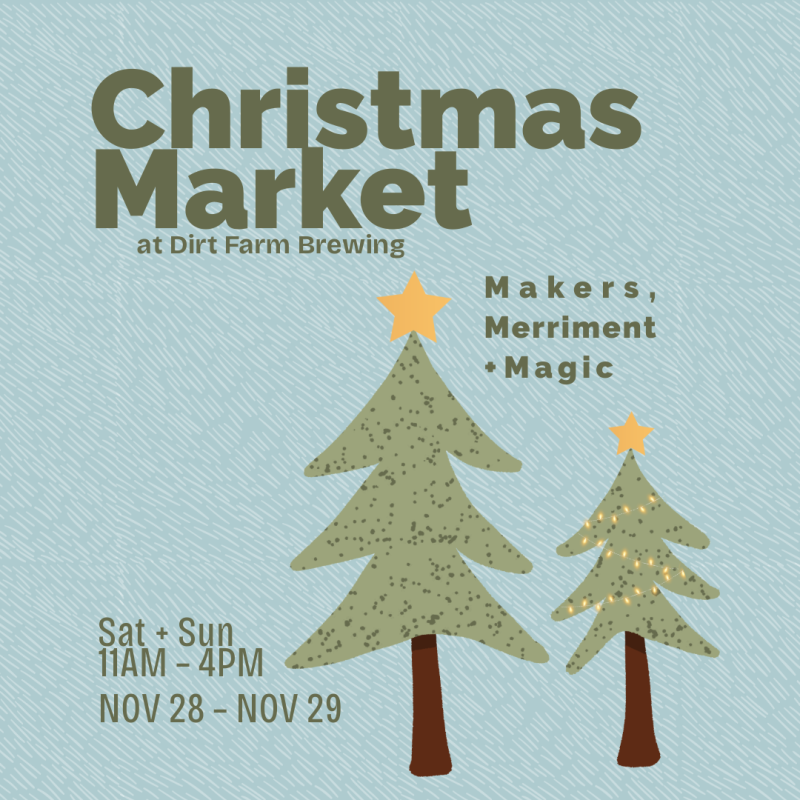 flyer for the annual Dirt Farm Christmas market in bluemont, Loudoun county, virginia
