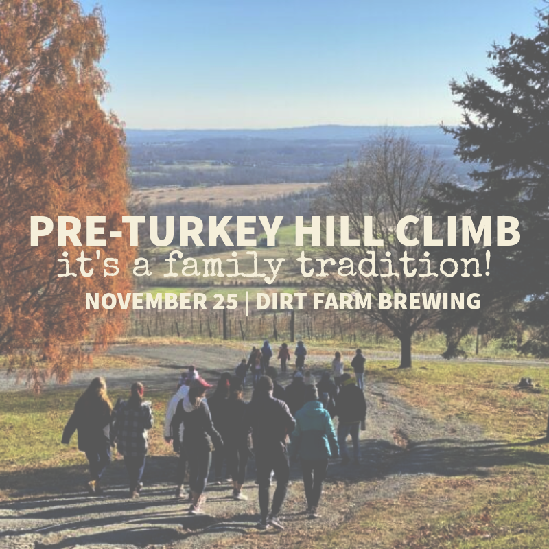 Flyer for the annual pre-turkey hill climb at dirt farm brewing in Bluemont, Virginia Loudoun county turkey trot