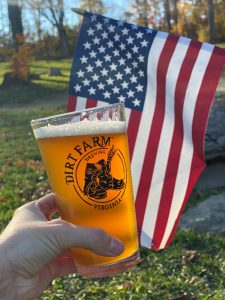 Dirt Farm Brewing Loudoun County Brewery Beer with American Flag