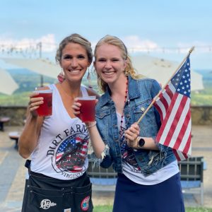 Dirt Farm Brewing Staff Posing with Patriotic Swag for Fourth of July Loudoun County Brewery