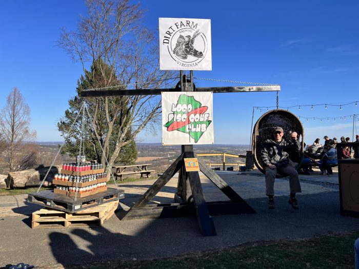 Dirt Farm Throw Down with LoCo Disc Golf Club win your weight in beer winner on a scale with beer in loudoun county