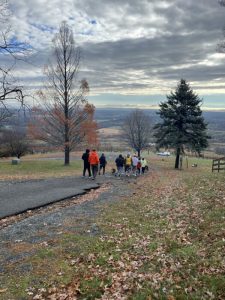 Guests enjoying the Jan plan hike + hill climb at Dirt Farm Brewing in Bluemont virginia