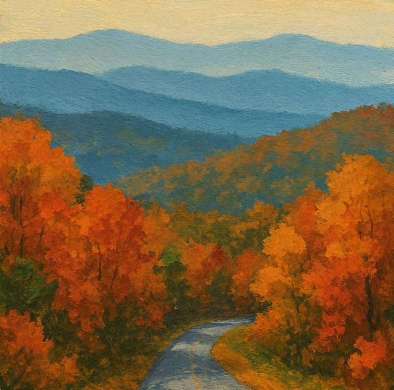 painting of fall foliage for the brushstroke art events paint and sip at dirt farm Brewing in Loudoun county