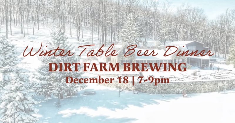 a snowy landscape for dirt farm Brewings winter table beer dinner in Loudoun county