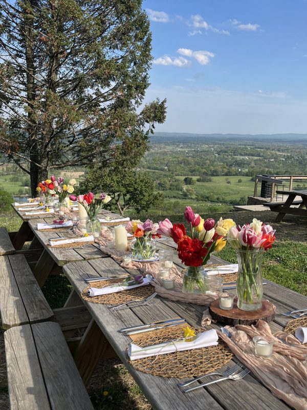 Tablescape at Dirt Farm Brewing's Supper Club event in Loudoun county, virginia