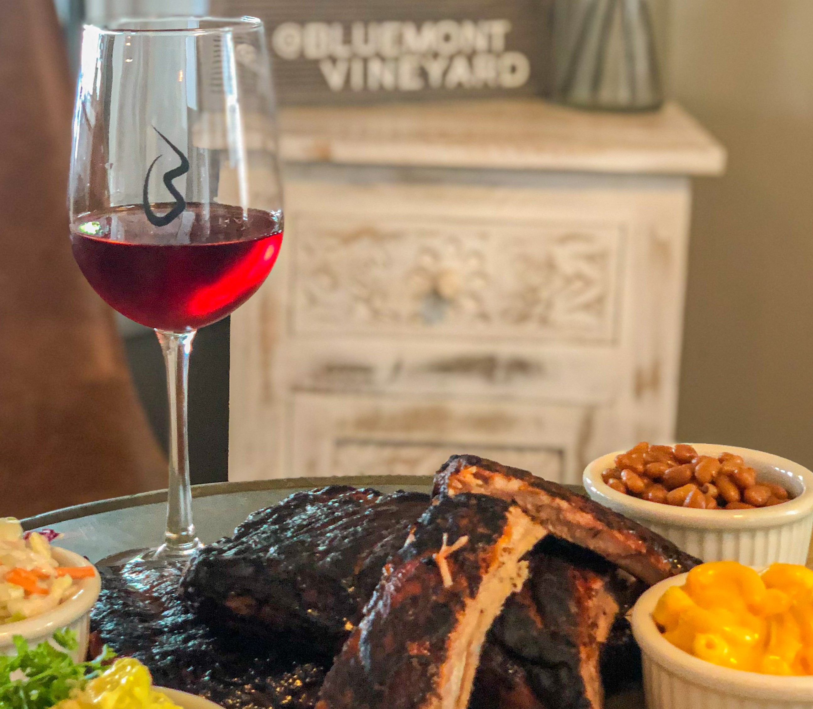 Fathers Day Ribs and Rose place setting with ribs and side dishes