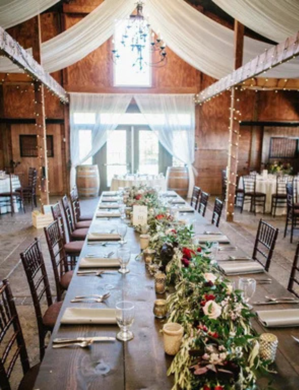 Table setting of Magic on the Mountain at Bluemont Vineyard's Stable