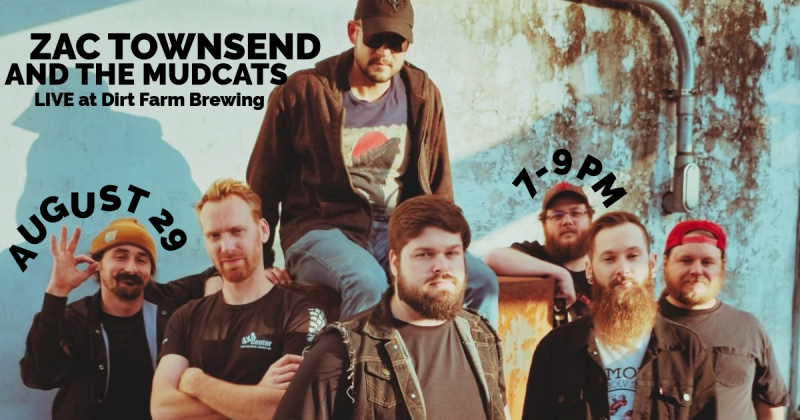 Zac Townsend and The Mudcats pose for a photo for their show at dirt farm brewing in Loudoun county virginia
