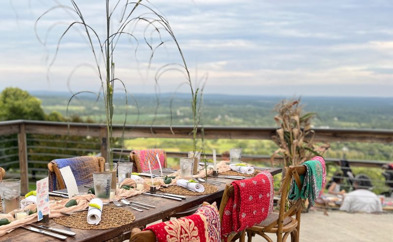 Tablescape at dirt farm brewings golden Supper supper club event in loudoun county