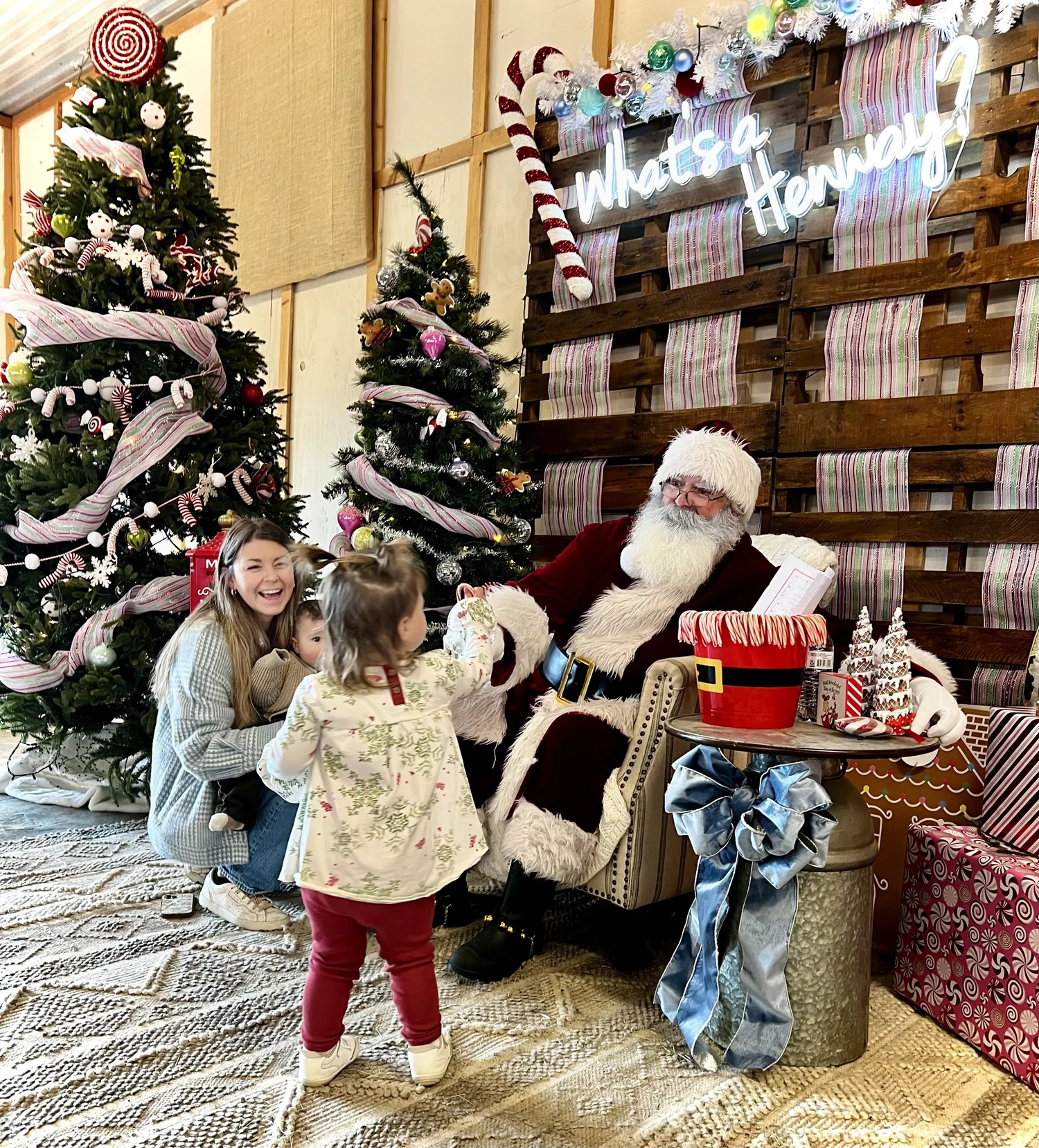 A family visits Santa at Breakfast With Santa at Henway Hard Cider
